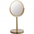 Make-up spiegel rond 3x vergrotend staand goud Ã17cm