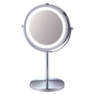 Make-up spiegel rond 5x vergrotend staand met ledverlichting chroom Ã17,5cm
